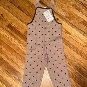 Kids Brown Polka Dot Overalls